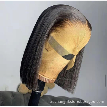 Unprocessed Brazilian Mink Virgin Human Hair Transparent Lace Front Closure Wig Wholesale Straight Bob Lace Wig Vendor In China